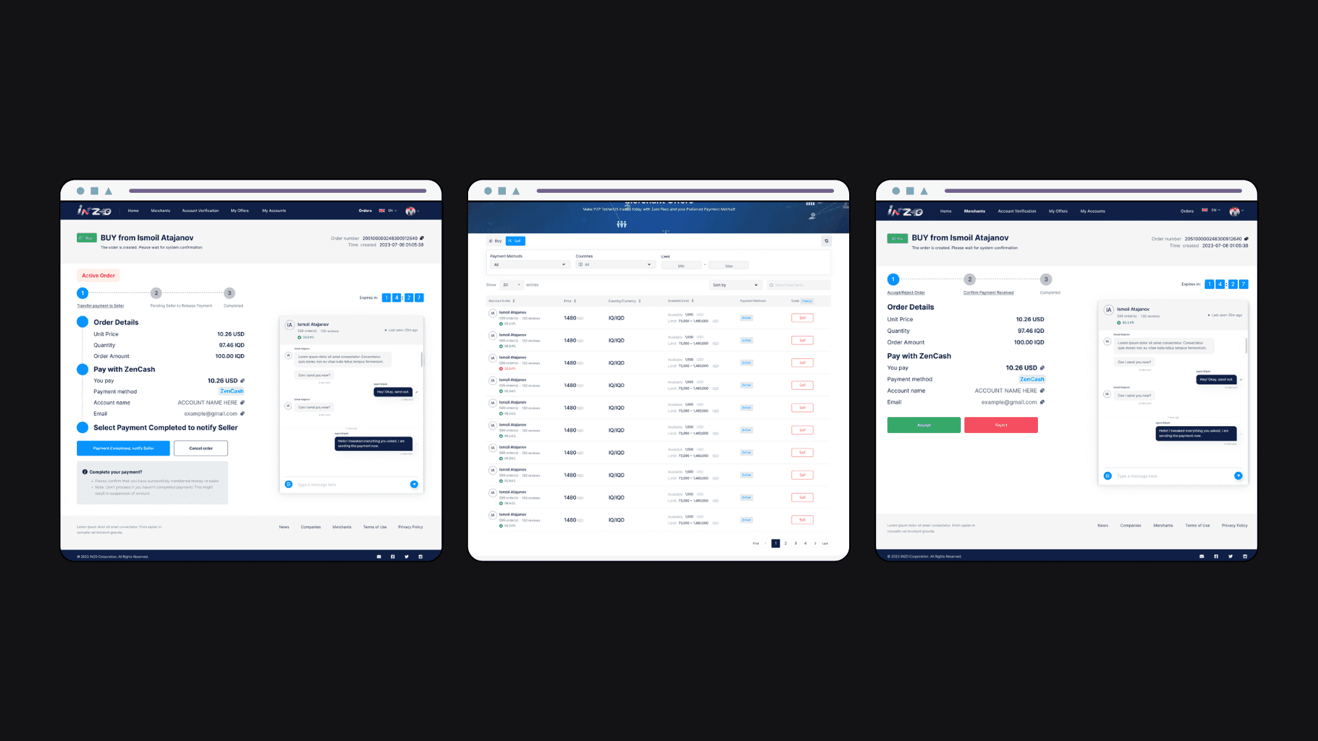 Inzo CRM — interface preview