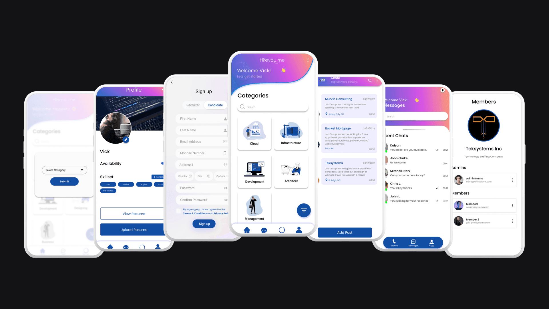 Hire You Me — interface preview